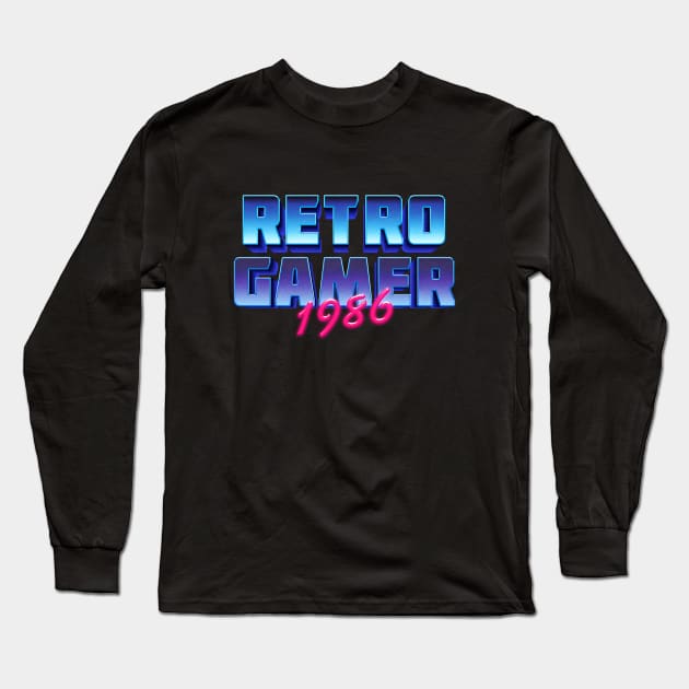 Retro Gamer Long Sleeve T-Shirt by Dingo Graphics